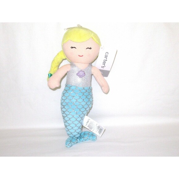 NWT Carters Plush Toy Stuffed Doll Mermaid Blonde 10" Fish Tail Glitter Scales - Picture 7 of 8